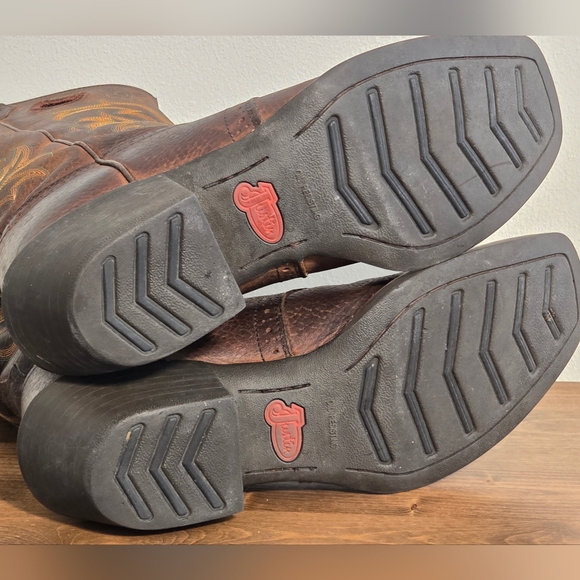 Justin Stampede Western Leather Cowboy Boots Style 2523 Men's Size 8.5D - Picture 13 of 13